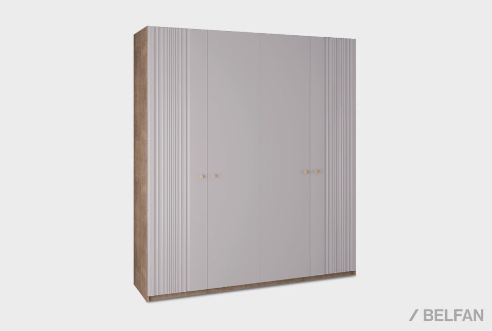 Шкаф для одежды 4-х дверный "Меридиан" (комбинированный) шпон дуба, МДФ 1