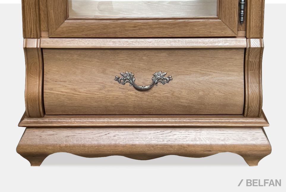 Шкаф с витриной 1-но дв. "Тэфи" (правый) массив и шпон дуба 3