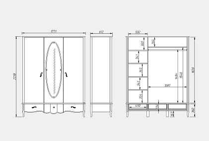Шкаф для одежды "Катрин" 3-х дв. с зеркалом