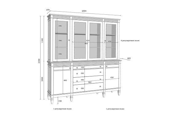 Буфет "Ольса" 440/424 массив сосны 8