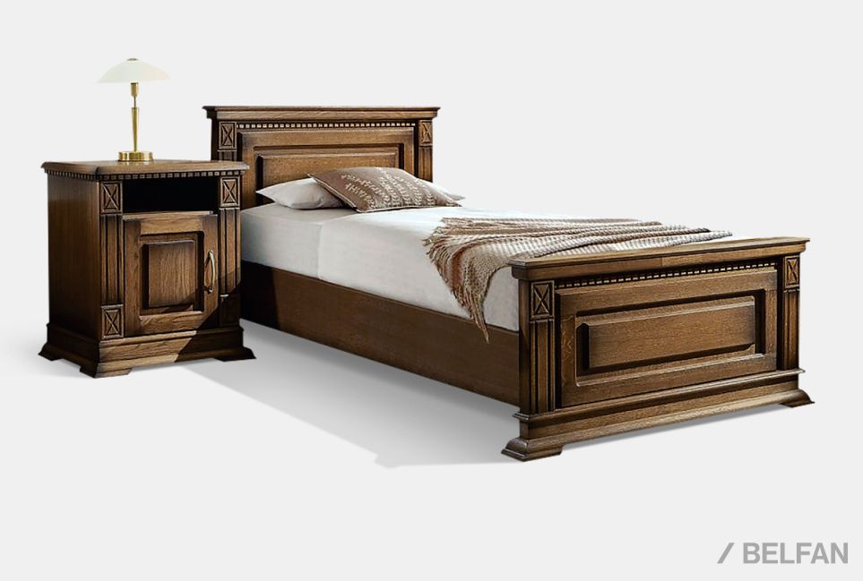 Кровать "Верди Люкс" (высокое изножье) массив и шпон дуба 1