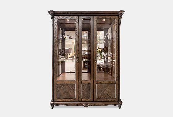 Шкаф с витриной "Алези 5" массив и шпон дуба 3