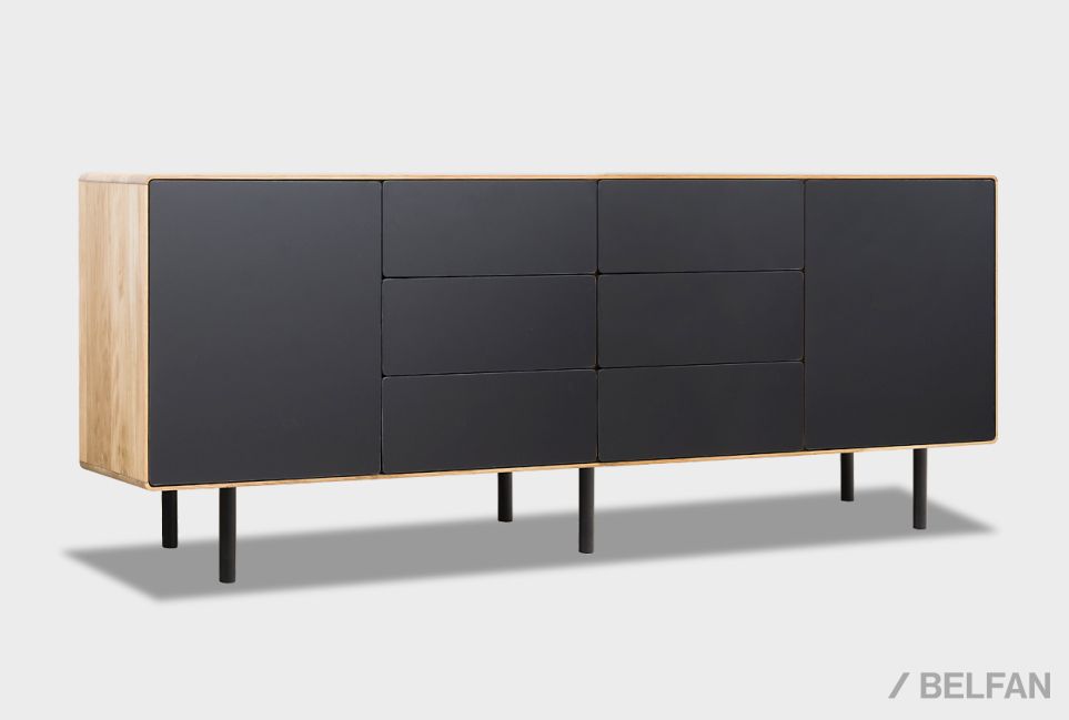 Тумба "Норман" 4 (с ящиками) массив дуба, МДФ, металл 2