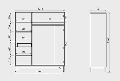 Шкаф для одежды 3-х дв. "Cube Design"