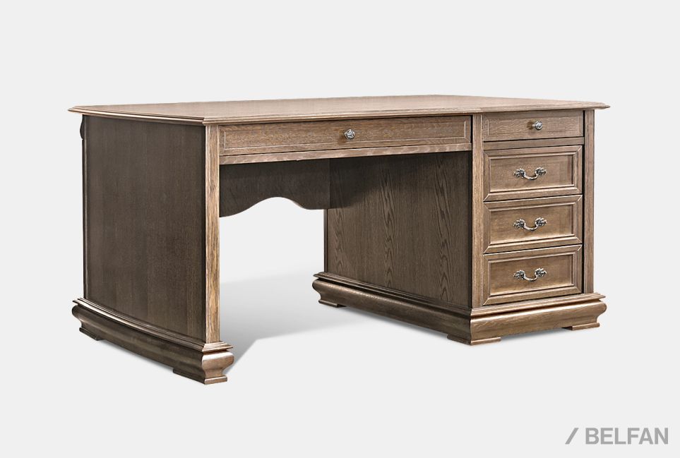 Стол письменный "Тэфи" (1 тумба справа) массив и шпон дуба 1