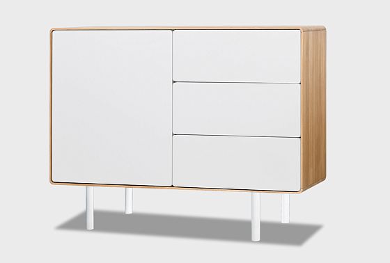 Тумба "Норман" 2 (с ящиками) массив дуба, МДФ, металл 5