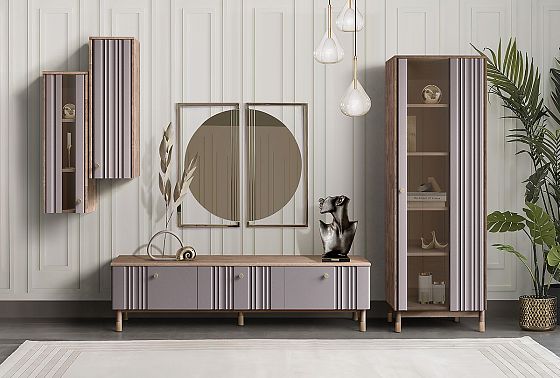 Витрина 1-но дверная "Меридиан" (правая) массив дуба, МДФ 3