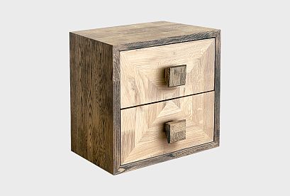 Модуль для стеллажей открытых "Cube Design" (с ящиками); 2 ящика; *КМ-009.202; серый дуб, белёный дуб