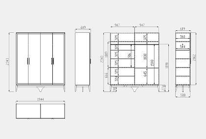 Шкаф для одежды "Коста" 4-х дв. без зеркала
