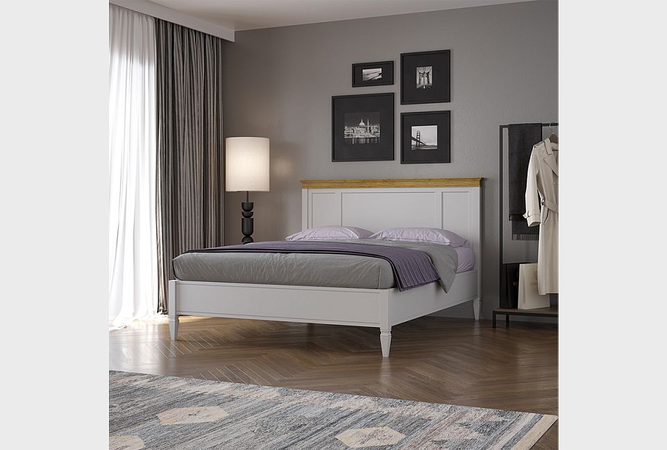 Кровать "Ольса-С"; без основания, без матраса; (1600x2000); белый лак+антик 24