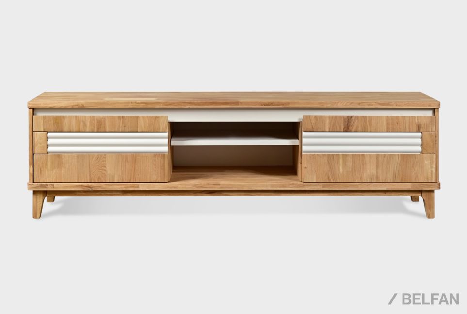 Тумба под ТВ "Уоллстрит" 170 (с нишей) массив дуба, МДФ 2