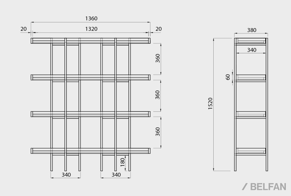 Стеллаж открытый "Cube Design" 4 массив дуба 2
