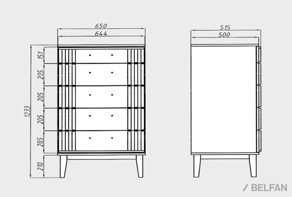 Комод "Чикаго" (высокий) массив и шпон дуба 2