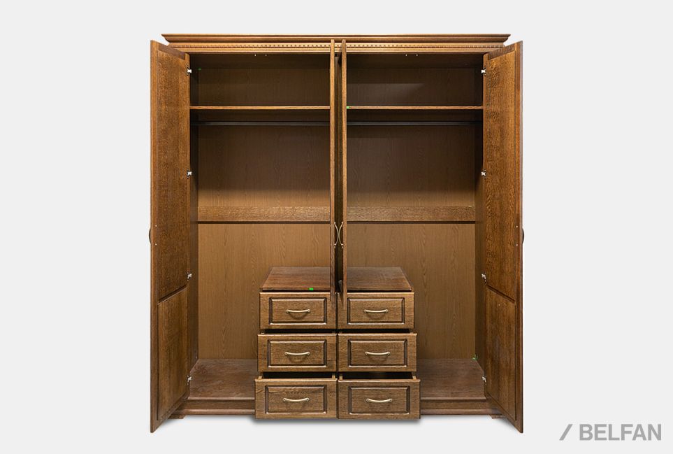 Шкаф 4-х дверный "Верди Люкс" массив и шпон дуба 2