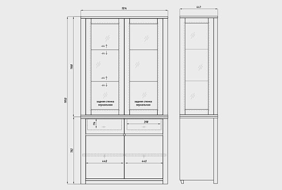 Шкаф комбинированный 2-х секционный "Норд" массив дуба 9