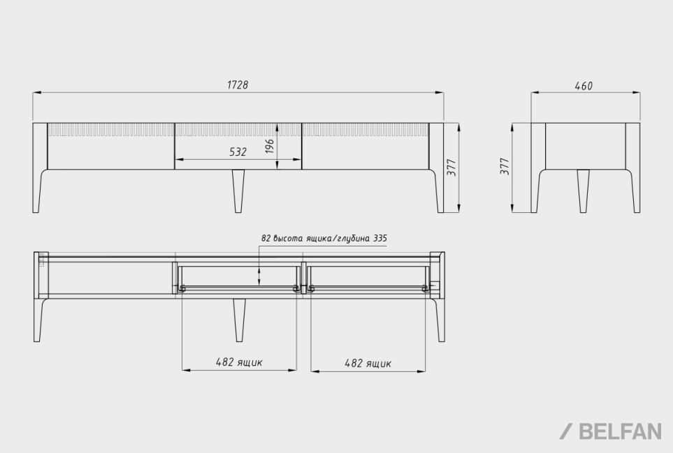 Тумба под ТВ "Бергамо" 170 массив дуба 6