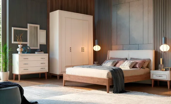 Спальня «Сакраменто» #1. Цвет: марципан, орех + марципан Спальня «Сакраменто» #1