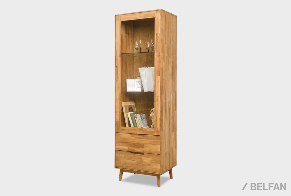 Шкаф с витриной 1-но дверный "Ирвинг" (правый) массив дуба 1