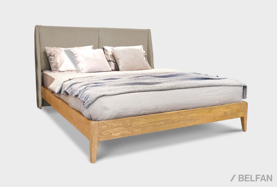 Кровать "Сакраменто М" (мягкое изголовье) массив дуба 1