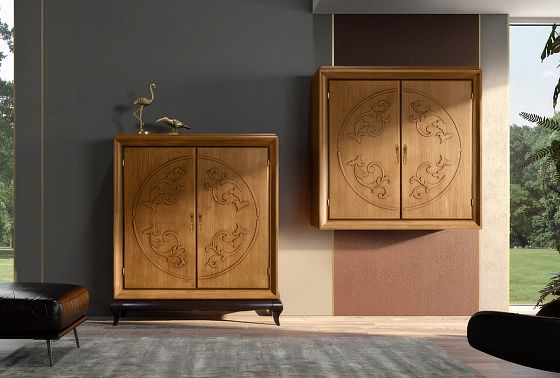 Тумба "Соната" высокая (декор) массив и шпон дуба 11