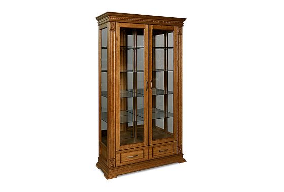 Шкаф с витриной "Верди Люкс 2з" массив и шпон дуба 3
