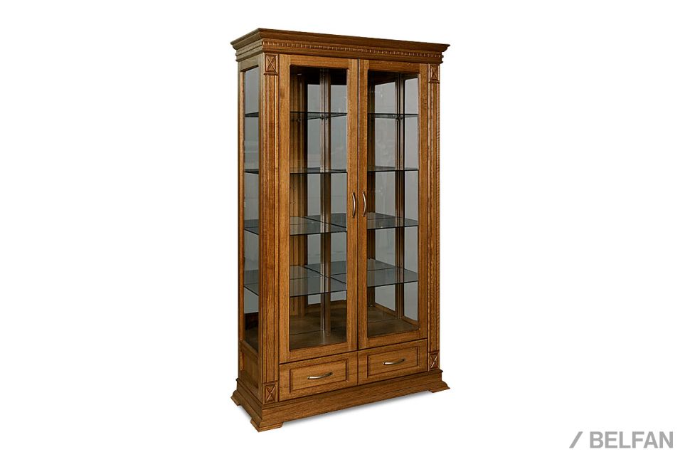 Шкаф с витриной "Верди Люкс 2з" массив и шпон дуба 1