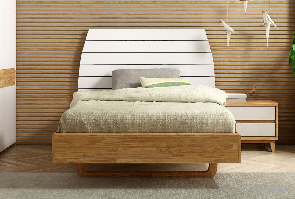 Кровать "Уоллстрит" (комбинированная) массив дуба, МДФ 3