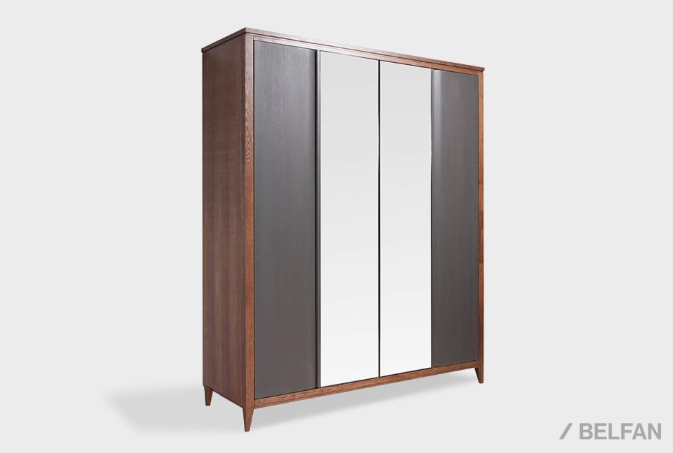 Шкаф для одежды 4-х дверный «Дакота» (с зеркалом) массив и шпон дуба, МДФ 1