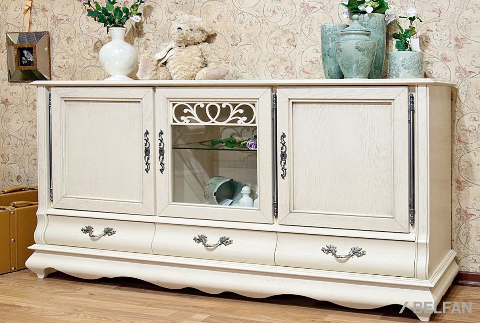 Тумба "Тэфи" 06/01 (глухие и стекл. двери) массив и шпон дуба 3