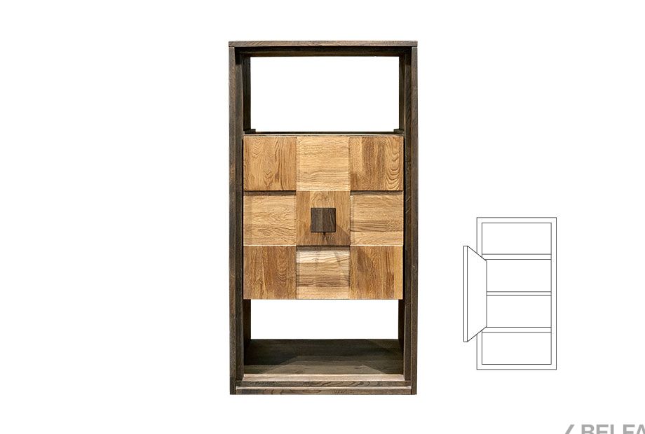 Модуль настенный "Cube Design" 2 (с нишей) массив и шпон дуба 1