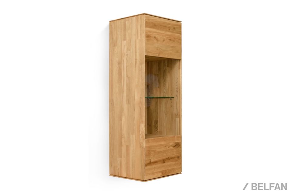 Шкаф навесной со стеклом "Гринвуд" (правый) массив дуба 1