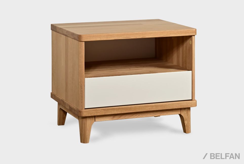 Тумба прикроватная "Уоллстрит" (с нишей) массив дуба, МДФ 1