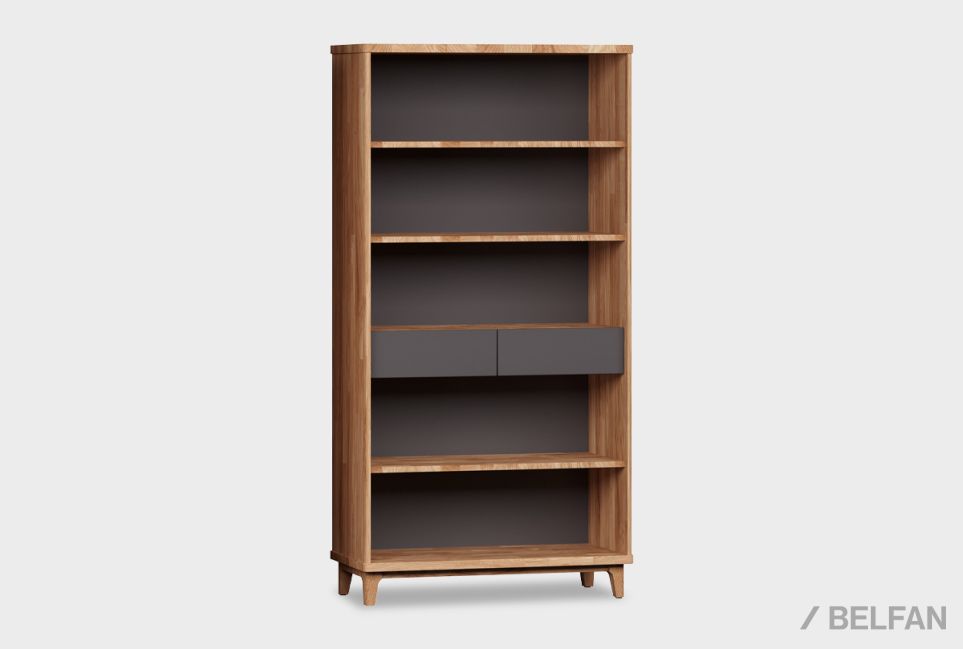 Стеллаж "Уоллстрит" (с ящиками) массив дуба, МДФ 2