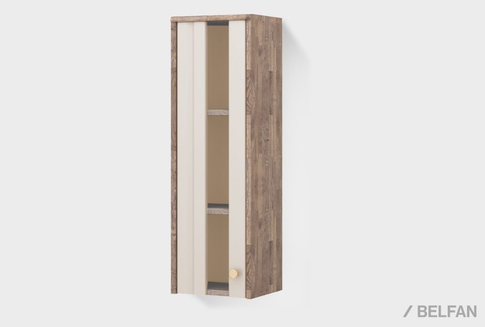 Шкаф настенный "Меридиан" стекло (левый) массив дуба, МДФ 1