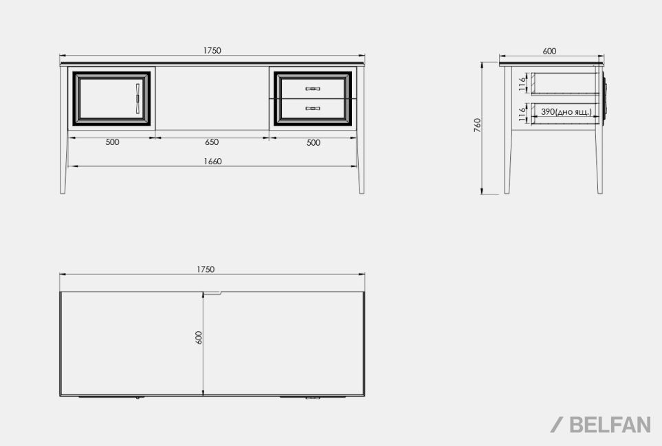 Стол письменный "Сакраменто" (2 тумбы) массив и шпон дуба, МДФ 2