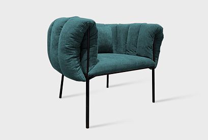 "Лео" кресло; нераскл.; 12; металл черный; Aphrodite 17 Azur (гр.2/МТХ)