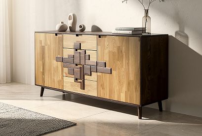 Тумба "Ирвинг Дизайн" 3; 2 двери, 4 ящика; графит, бейц-масло