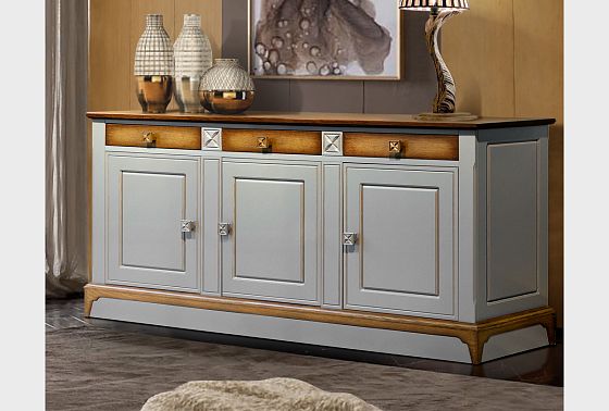 Тумба 3-х дверная "Бриансон" массив и шпон дуба, МДФ 8