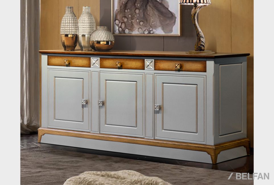 Тумба 3-х дверная "Бриансон" массив и шпон дуба, МДФ 1