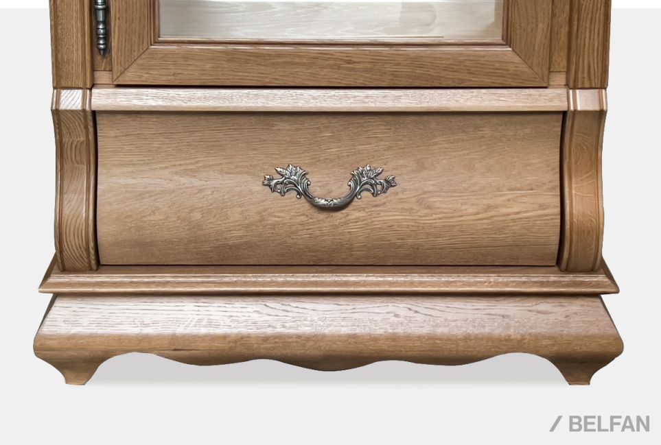 Шкаф с витриной 1-но дв. "Тэфи" (левый) массив и шпон дуба 3