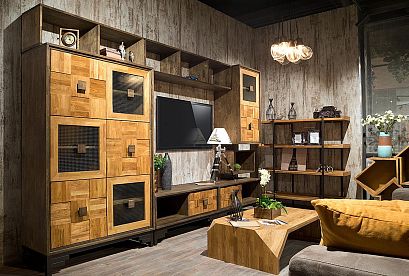 Шкаф "Cube Design" 6; фасад "шашки+стекло"; *КМ-009.213; графит, бейц-масло