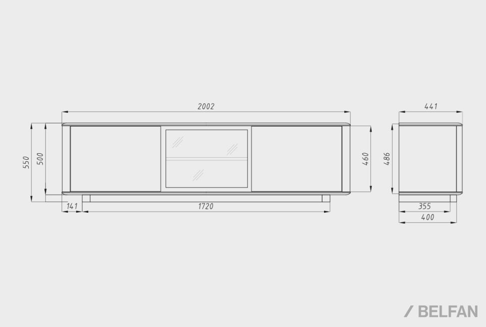 Тумба под ТВ «Тор» (стекло) массив дуба 3