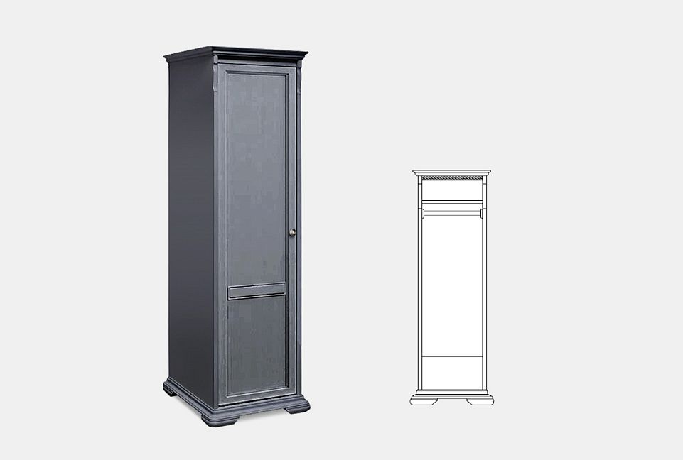 Шкаф 1-но дверный для прихожей "Лика" (левый); изабелла с темной патиной