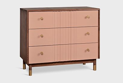 Комод "Меридиан" 3; 3 ящика; *А-017.166; к-шоколадный дуб, ф-дымчатая роза