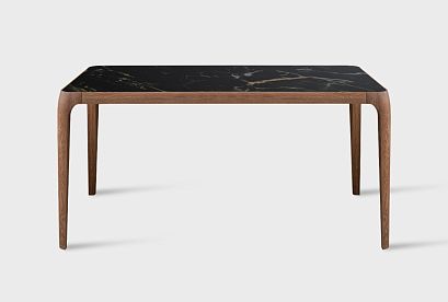 Стол обеденный "Бергамо"; стекло мрамор; 1800x864; американский орех