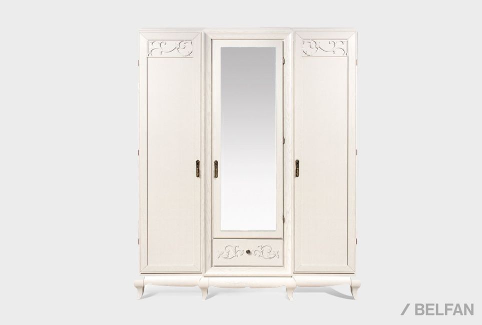 Шкаф для одежды 3-х дв. "Соната" с зеркалом (без декора) массив и шпон дуба 2