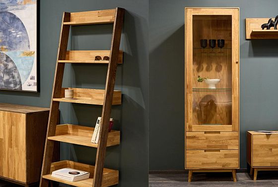 Шкаф с витриной 1-но дверный "Ирвинг" (левый) массив дуба 3