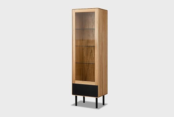 Витрина 1-но дверная "Норман" (правая) массив дуба, МДФ, металл 9