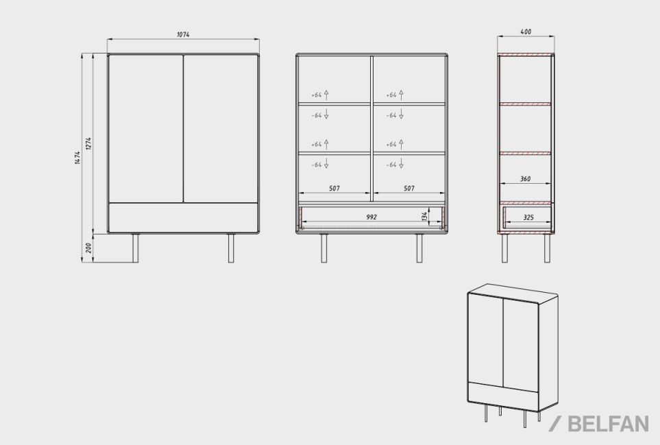 Тумба высокая "Норман" 2 массив дуба, МДФ, металл 2
