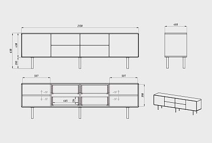 Тумба под ТВ высокая "Норман" 4 (с ящиками)